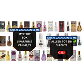 Assortiment van 50ml flessen ard zaafaran parfum in Mysterybox voor normale prijs